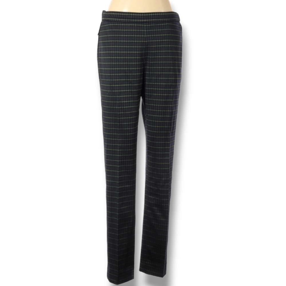 Per Se By Carlisle Pants Womens Size 6 Blue Green Striped Elastic Waist Stretch